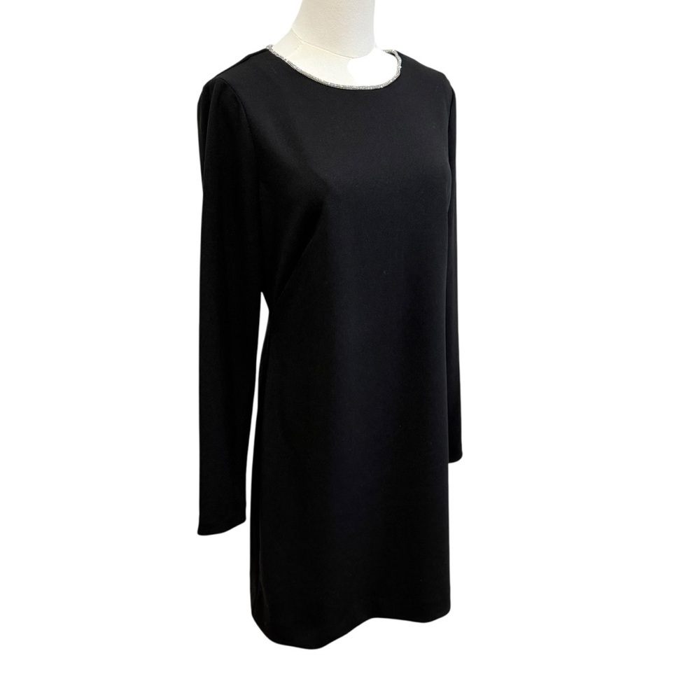 Trina Turk Size 8 Valentine Black Stretch Crepe Rhinestone Collar Dress NWT $248 - Picture 9 of 13